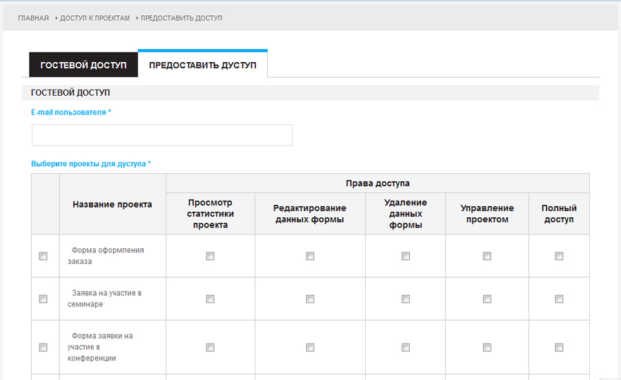 Предоставление гостевого доступа